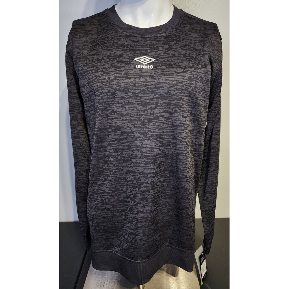 Umbro Men's Large Sweatshirt Longsleeve‎ Black Crew Neck Side Zip Pullover Shirt